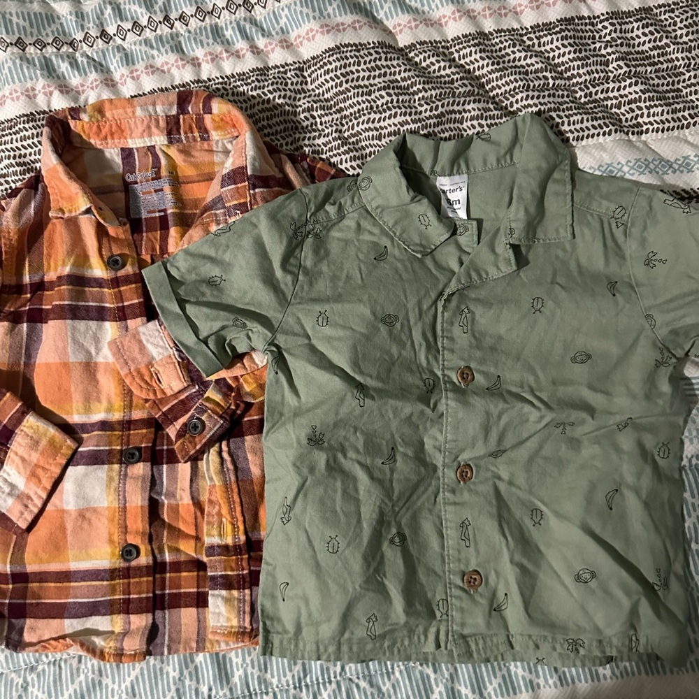 Green Button-Up Kids Shirt